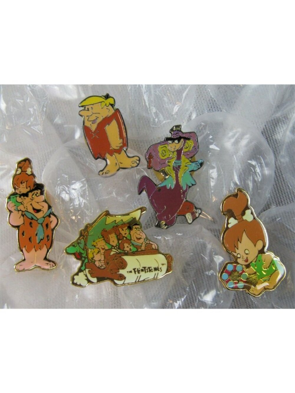 Lot VTG 90s Hanna Barbara Flintstones Fred Barney Enamel Lapel Hat Pin NOS